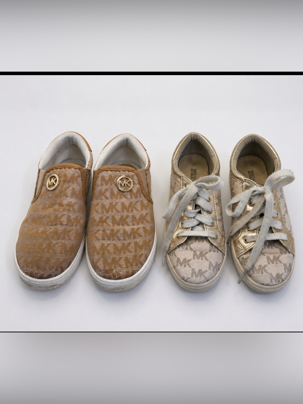 Michael Kors Girls Shoes Bundle Size 13 Slip On & Lace Up Sneakers Used